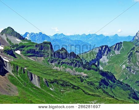 Panorama From The Alpine Peak Margelchopf In The Alviergruppe Mountain Range - Canton Of St. Gallen,