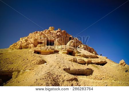 View To Gabal Al-mawta Aka Mountain Of The Dead In Siwa, Egypt