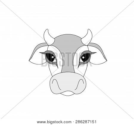Cow Flat Icon On White Background. Farm Animal. Vector Of A Cow Head.