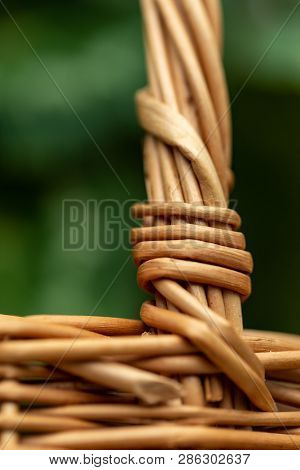 Wicker Basket. Wooden Basket. Rattan Basket. Detail Of A Rattan Basket. Wicker Surface.