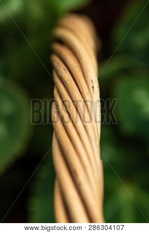 Wicker Basket. Wooden Basket. Rattan Basket. Detail Of A Rattan Basket. Wicker Surface.