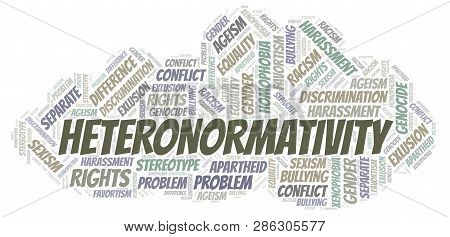 Heteronormativity - Type Of Discrimination - Word Cloud. Wordcloud Made With Text Only.