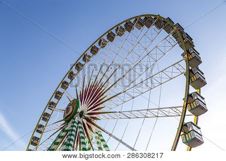 Basel, Switzerland - October 24, 2016: Big Ferris Wheel For The Autumn Market In The City Center