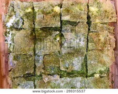 Turkish Dessert Katmer With Pistachio Powder From Gaziantep Region / Prepared With Crispy Thin Dough