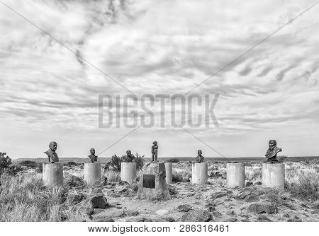 Orania, South Africa, September 1, 2018:  A Collection Of Busts Of Historic Afrikaner Statesmen, On 