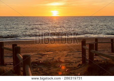 Beach Cabo de Gata during sunset, Cabo de Gata - Nijar Natural Park, Almeria, Andalusia, Spain