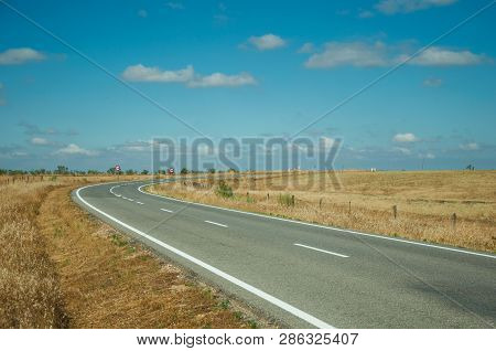 Road Through Rural Landscape Near The Monfrague National Park