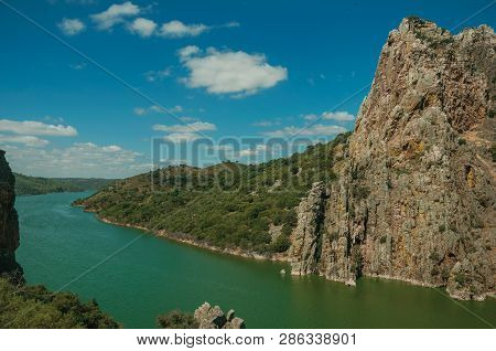Valley With The Tagus River And Rocky Hills At The Monfrague National Park