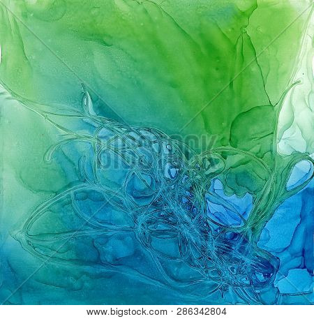 Alcohol Ink Air Texture. Fluid Ink Abstract Background. Art For Design
