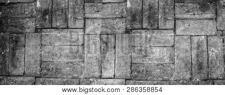Black And White Brick Background In Horizental,crack Brick Background,copy Space