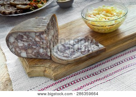 Saltison: Delicious Meat Appetizer With Various Vegetables.