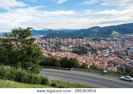 Panoramic View Of Bilbao From Artxanda Mountain. Bilbao In Spain