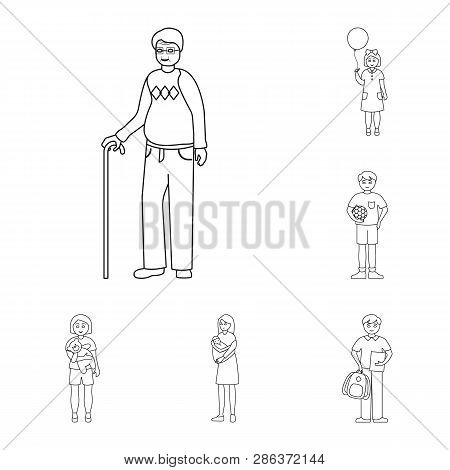 Vector Illustration Of Happy  And Character Logo. Set Of Happy  And Portrait Stock Vector Illustrati