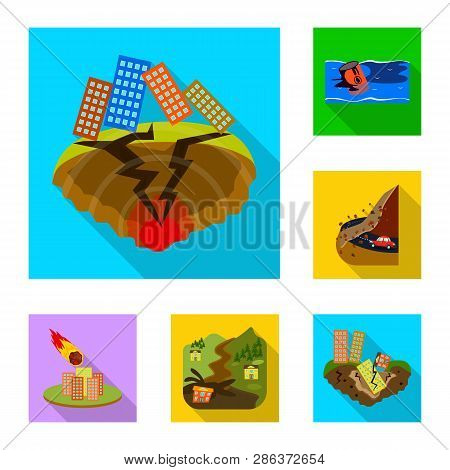 Isolated Object Of Collapse And Environment  Logo. Set Of Collapse And Distress Vector Icon For Stoc