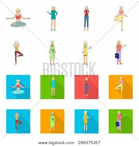 Vector Design Of Posture And Mood Logo. Set Of Posture And Female Stock Vector Illustration.