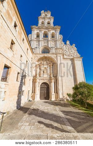 Facade Of Church In Monastery Of Santa Maria De La Vid Vertical