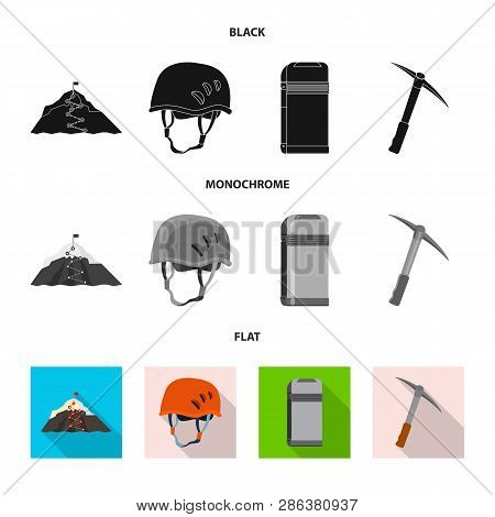 Vector Illustration Of Mountaineering And Peak Logo. Collection Of Mountaineering And Camp Stock Sym