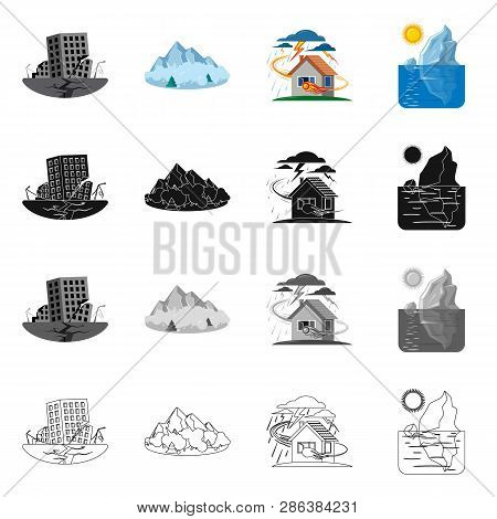Vector Illustration Of Natural And Disaster Icon. Set Of Natural And Risk Stock Vector Illustration.