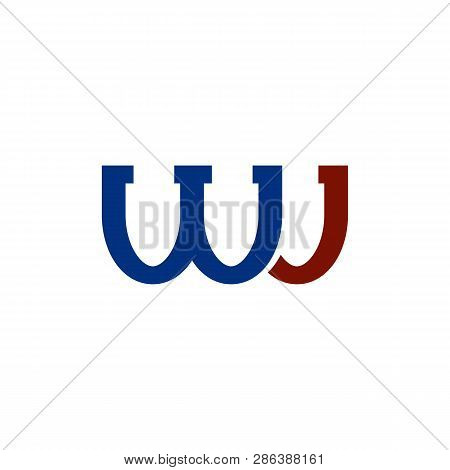 Wj Colored Logo Isolated On White Background. Smle Letters Icon.