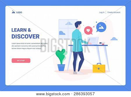 Software Development And Programming. Flat Vector Illustration Of Young Programmer Coding On The Lap