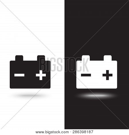 Car Battery Icon On Black And White Background