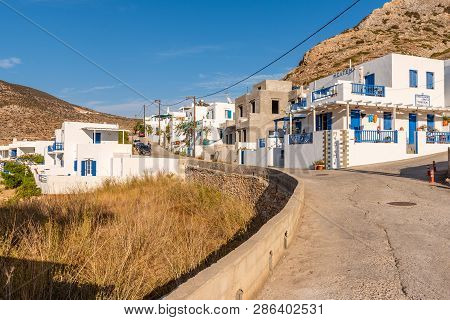 Sifnos, Greece - September 10, 2018: Strret With Summer Villas In Beautiful Kamares Village On Sifno