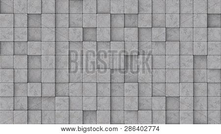 3d Rendered Concrete Blocks At Different Heights.