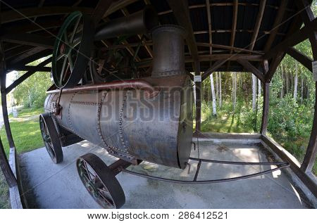 Locomobile. Vintage steam power plant. It was used as a transport and drive to various mechanisms. June 22,2018.Rjukan,Norway