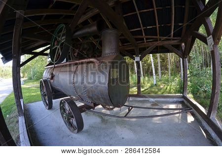 Locomobile. Vintage steam power plant. It was used as a transport and drive to various mechanisms. June 22,2018.Rjukan,Norway