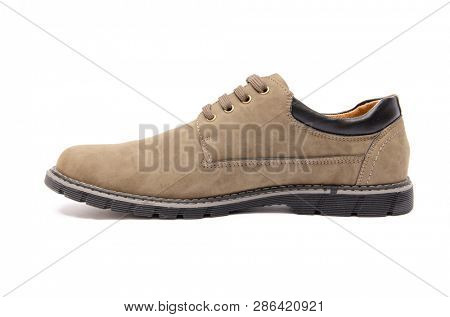 Brown suade shoes isolated on white background