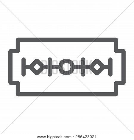 Razor Blade Line Icon, Barber And Cut, Edge Sign, Vector Graphics, A Linear Pattern On A White Backg