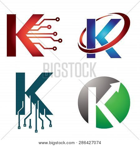 K - Initial Letter Technology And Internet Symbol Logo Collection