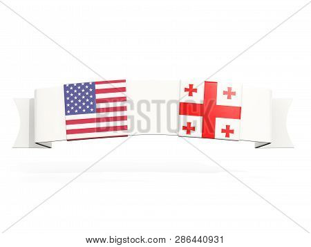 Banner With Two Square Flags Of United States And Georgia