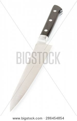 Brand new kitchen knife isolated on white background