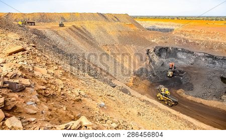 Johannesburg, South Africa - April 20 2012: Open Pit Manganese Mining And Equipment
