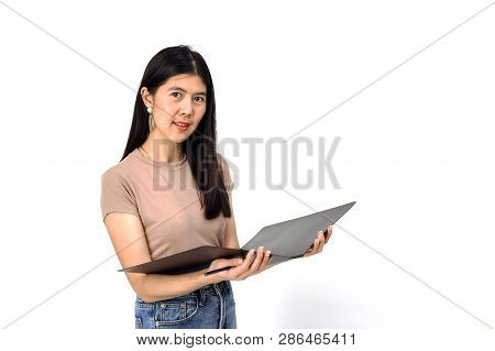 Attractive Girl With Document Paper Folder