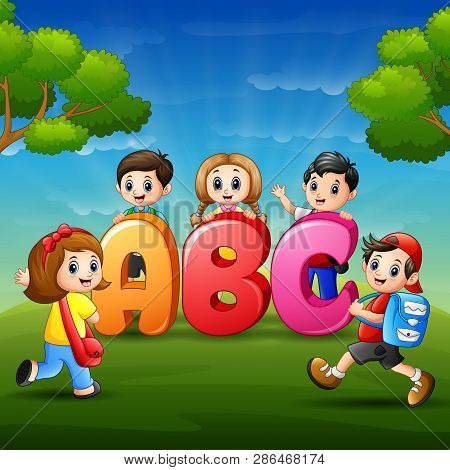Illustration Of The Children Are Learn Alfabet
