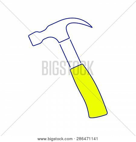Icon Of Hammer. Thin Line Design. Vector Illustration.