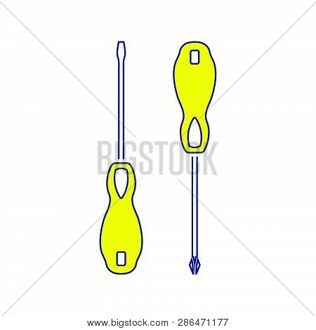 Icon Of Screwdriver. Thin Line Design. Vector Illustration.
