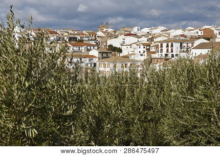 Traditional White Village In Andalucia. Banos De La Encina. Spain
