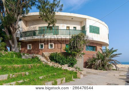 Alexandria, Egypt - April 29 2018: External Shot Of An Old House By The Mediterranean Sea At Montaza