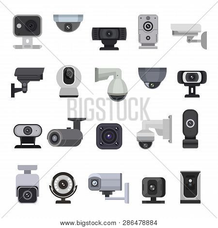 Security Camera Vector Cctv Control Safety Video Protection Technology System Illustration Set Of Pr