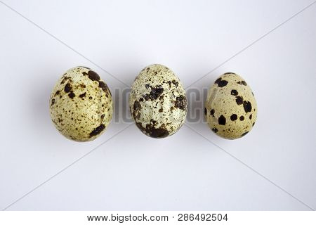 Quail Eggs On A White Background. Healthy Lifestyle. Diet Food.