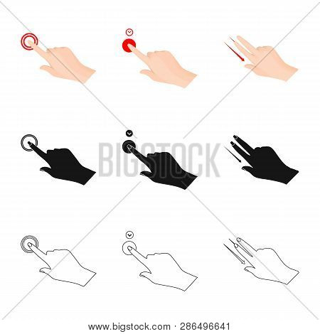 Vector Design Of Touchscreen And Hand Icon. Collection Of Touchscreen And Touch Vector Icon For Stoc