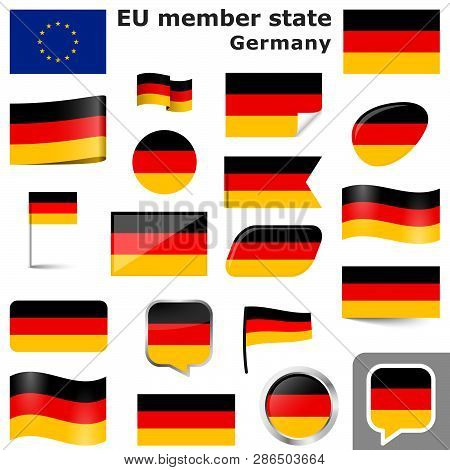 Collection Of Flags And Buttons With National Country Colors Of Germany