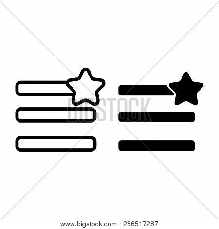Humburger Menu Favorites Line And Glyph Icon. Menu Sign With A Star Vector Illustration Isolated On 