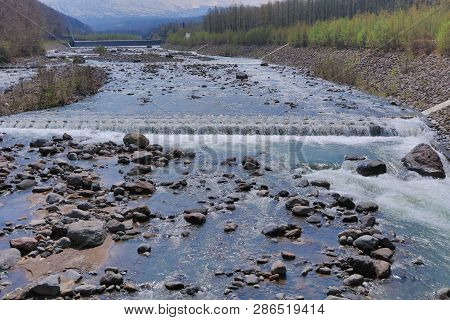 River Of Blue Pond Aoiike At Biei Hokkaido Japan