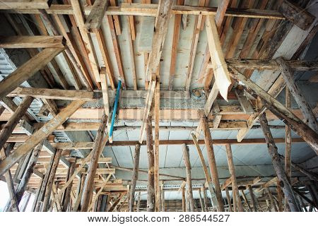 Perspective Of Structure Inside The House Under Construction.