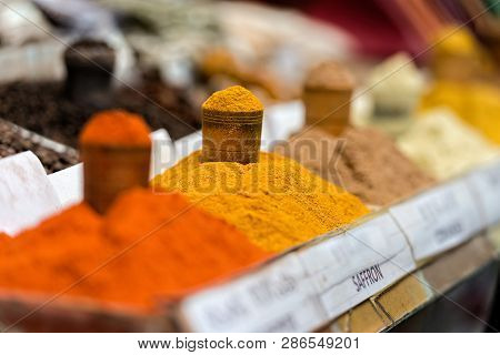 Georgia, Tbilisi, The Central City Market. Traps With Different Spices.