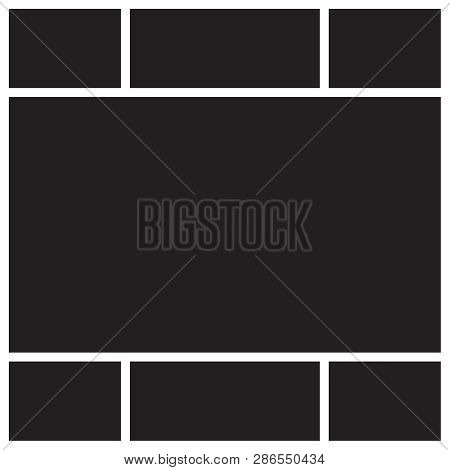 Vector Mood Board Of Seven Frames. Photo Collage Templates.